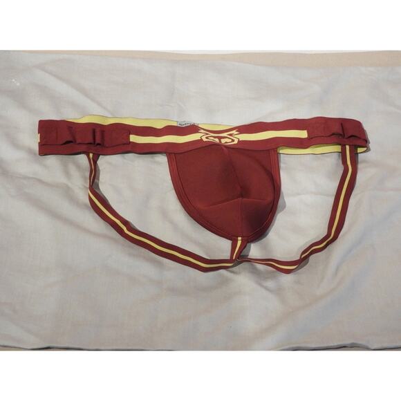 Mens Nasty Pig Jock | Maroon & Yellow | Built for Rough Play and Role Play XXL - Picture 3 of 3